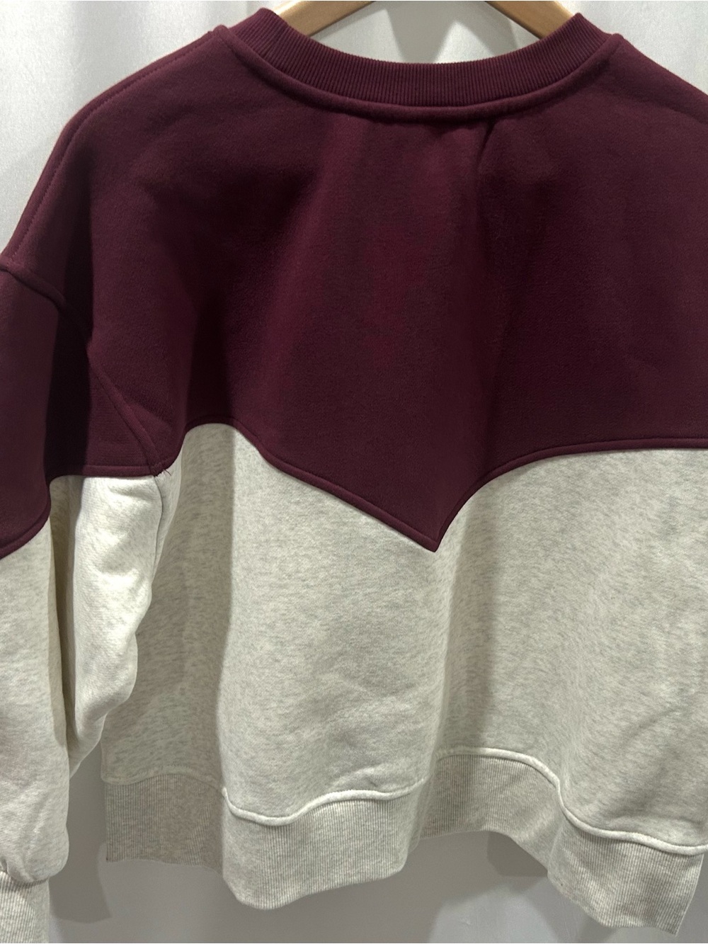 LN Myla Colorblock Burgandy and Heathered Gray Pullover Sweatshirt - Picture 5 of 5